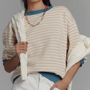 Anthropologie Pilcro The Niki Bubble Short Sleeve Terry Cloth Sweatshirt Small